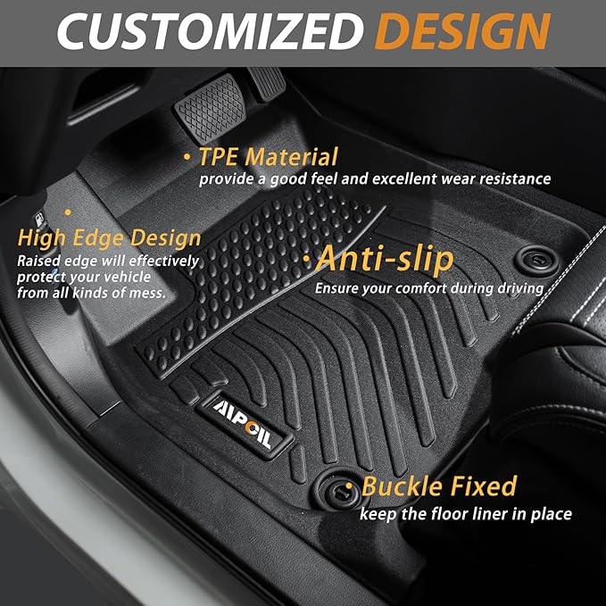 AIPOIL® Floor Mats & Cargo Liner Set for 2022-2026 Lexus NX/NX250/NX350/NX350 F Sport All Weather Protection TPE Anti-Slip Car Full Set Custom Car Mats Accessories - Black