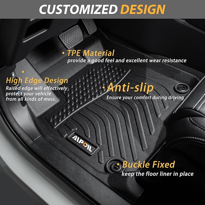 AIPOIL® Floor Mats & Cargo Liner Set for Chevrolet Trax 2014-2023 & Buick Encore 2013-2023 (Not fit Encore GX) 丨TPE All Weather Protection Anti-Slip Automotive Floor Liners, Black