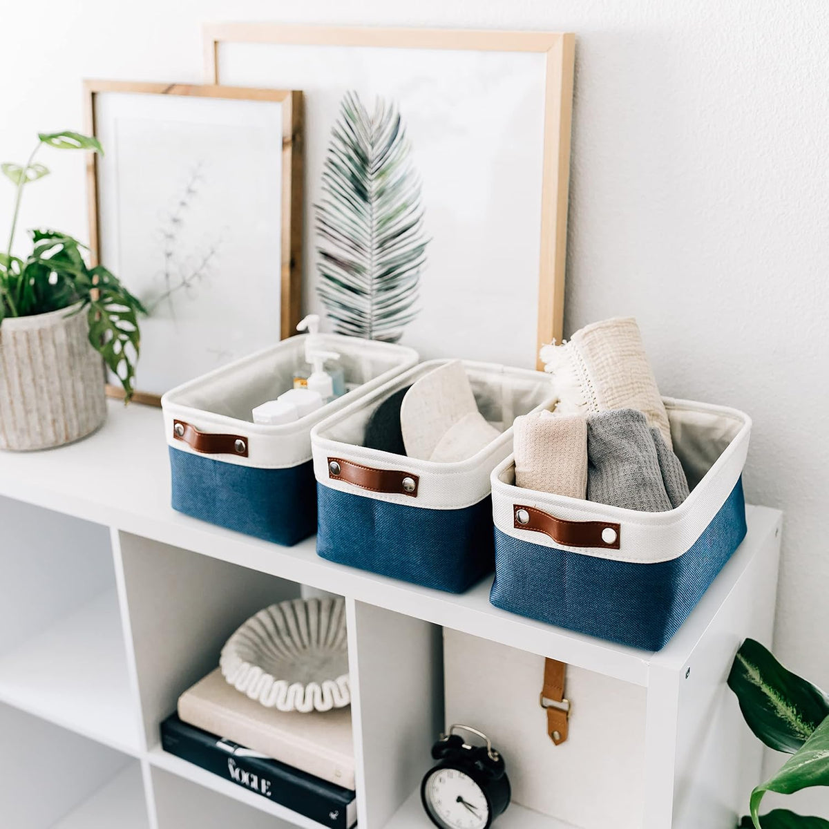 OrganiHaus 12x8in Canvas Storage Baskets, 6 Pack - Fabric Bins for Shelves