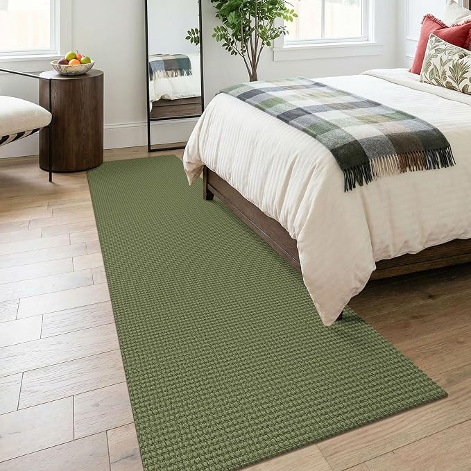 KOZYFLY Cotton Runners for Hallway 3x8, Wide Washable Runner Rug, Woven Non