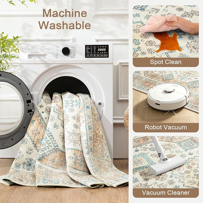 Lofus Vintage Living Room Rugs 8x10, Soft Machine Washable Area Rug