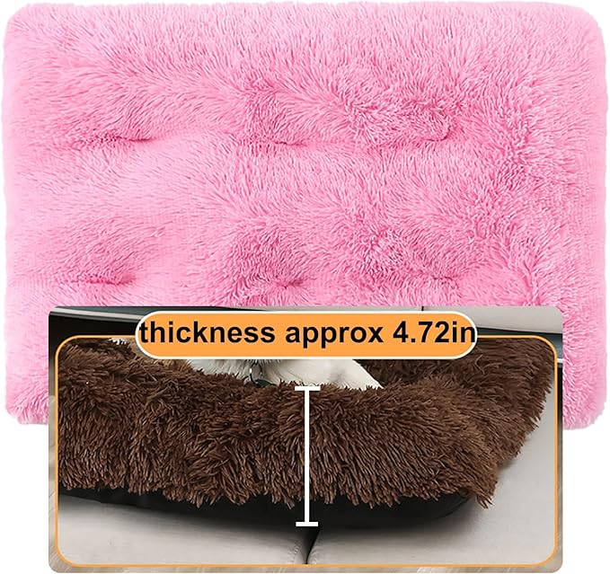 Dog Crate Mat, Dog Bed for Large Dogs, Comfy Fluffy Kennel Pad Anti-Slip for Dog beds & Furniture, Quilted Dog Bed for Pets for Medium/Small Dogs Cats (Color : Pink 3, Size : 30x21)