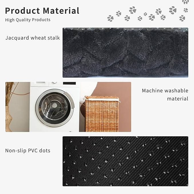 Dog Crate Mat for Dog Cages Black Dog Bed for Small Dogs 18 Inch Dog Crate Bed Washable Dog Mats for Sleeping,Up to 10 lbs Soft and Fluffy Small Dog Bed for Crate Tire Printing Black