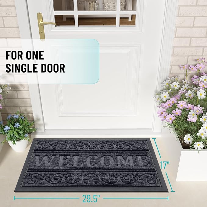 OLANLY Welcome Door Mat Indoor Outdoor Entrance, Heavy Duty Sturdy Front Door