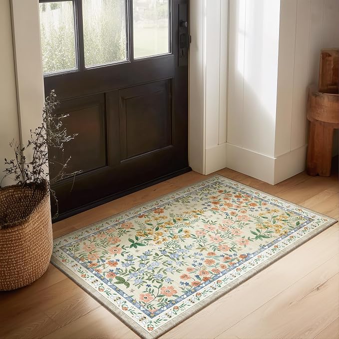 Machine Washable Area Rugs for Entryway: Door Mat Indoor Entrance 2x3 Small