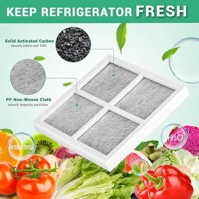 4 Pack Refrigerator Air Filter Replacement, Compatible