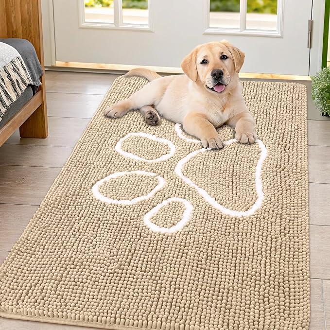 Smiry Dog Door Mat for Muddy Paws, Absorbent Dirt Trapper Non Slip Quick Dry