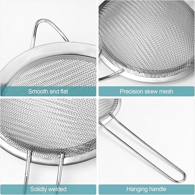 2 Pack Fine Mesh Strainer, Small Stainless Steel Sieves