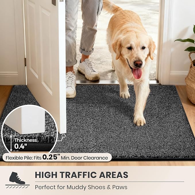 PURRUGS Dirt Trapping Door Mat 24" x 35.5", Non-Slip Machine Washable Entryway