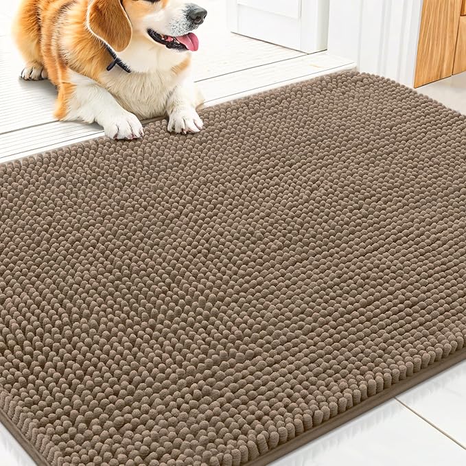 Smiry Dog Door Mat for Muddy Paws 30x20, Absorbent Dirt Trapper, Non-Slip
