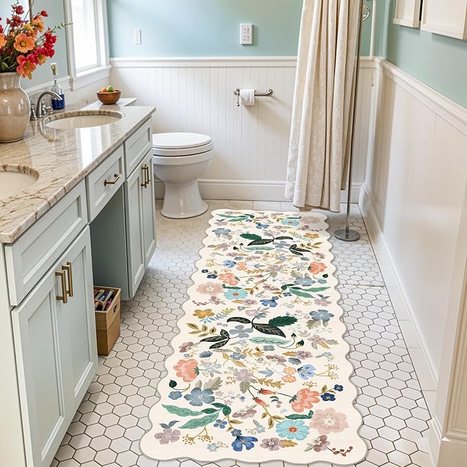 2x6 Washable Hallway Runner Rug: Floral Kitchen Rugs
