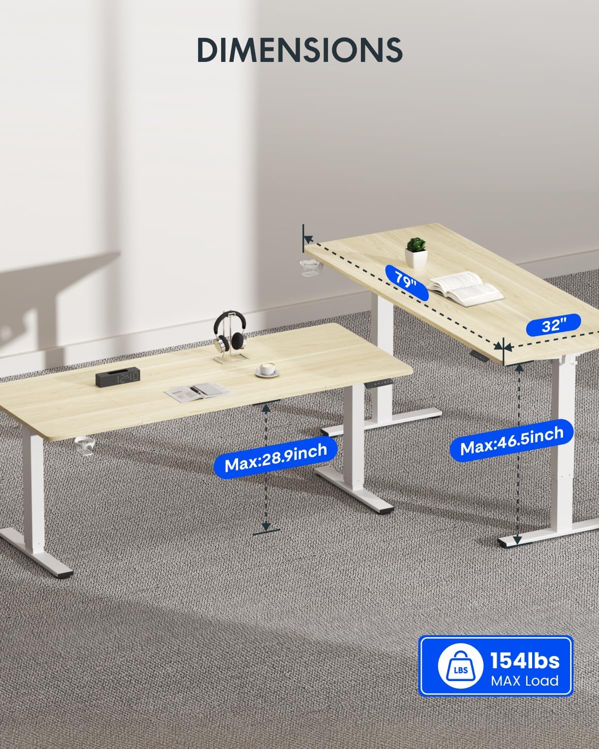 FLEXISPOT 79"x32" Height Adjustable Commercial Office Standing Desk