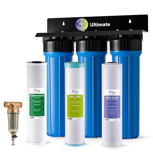 iSpring Whole House Water Filter System w/Spin Down Sediment Filter,