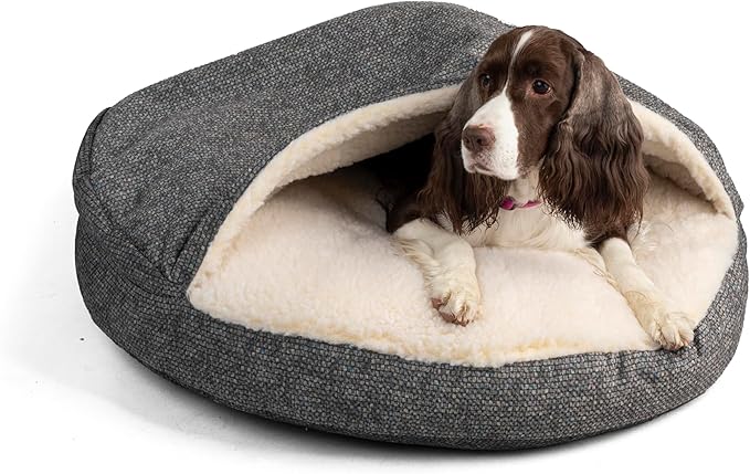Snoozer Luxury Microsuede Cozy Cave Pet Bed, Show Dog Collection, Large, Merlin Pewter