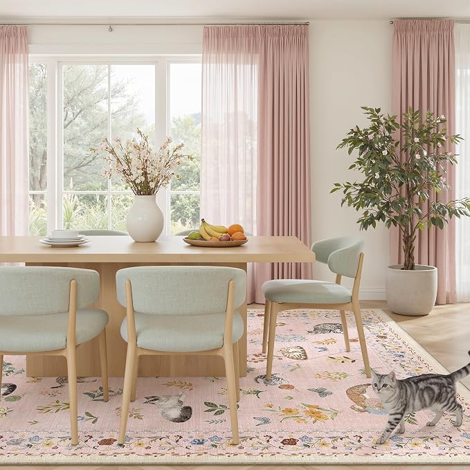 Soalmost Cat 8x10 Pink Area Rugs