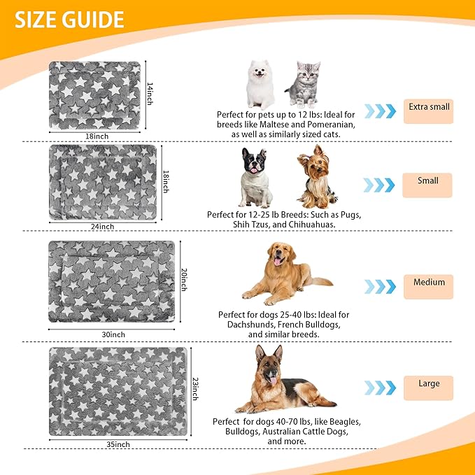 Dog Bed Mat 4 Pcs - Reversible Dog Crate Bed Mats, Soft & Breathable Kennel Pad, Durable Crate Bed for Small Dogs & Cats