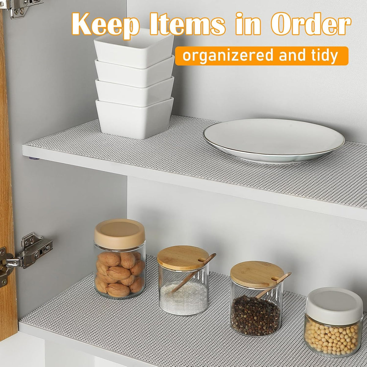 Songrey Non-Slip Shelf Cabinet and Drawer Liner, 17.5IN x 20FT, Light Gray