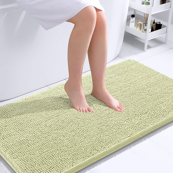 OLANLY Bathroom Runner Rugs 44x24, Soft Absorbent Chenille Bath Rugs, Rubber
