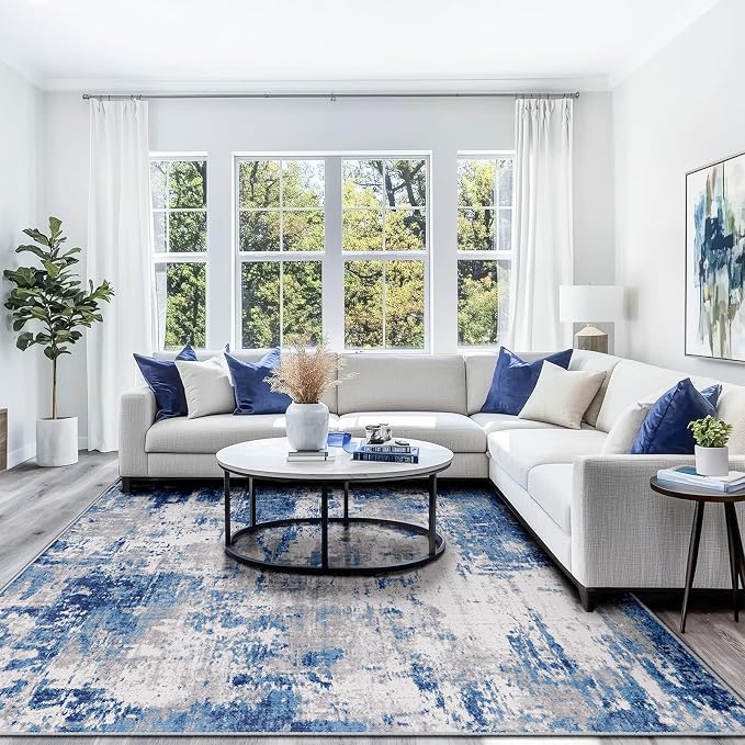 RELEANY Washable Area Rugs 9'x12' Non-Slip Modern Abstract Soft