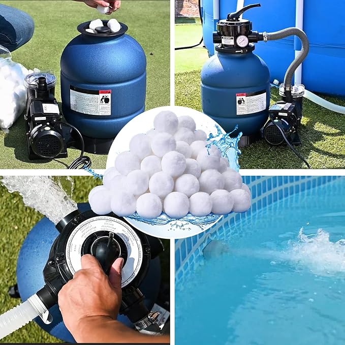 QwayHome 1.54 lbs Pool Filter Balls, Reusable Filter Sand Balls