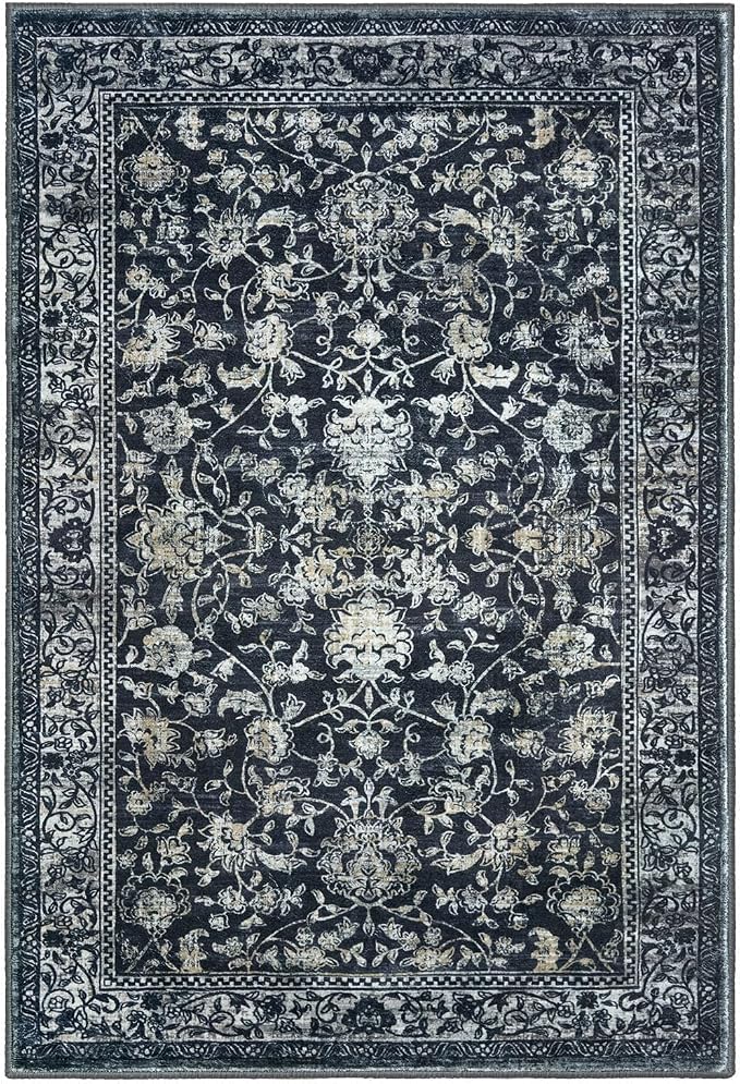 KILOCOCO Area Rug 5x7 Living Room Rug Washable Printed Vintage Floral Non Slip