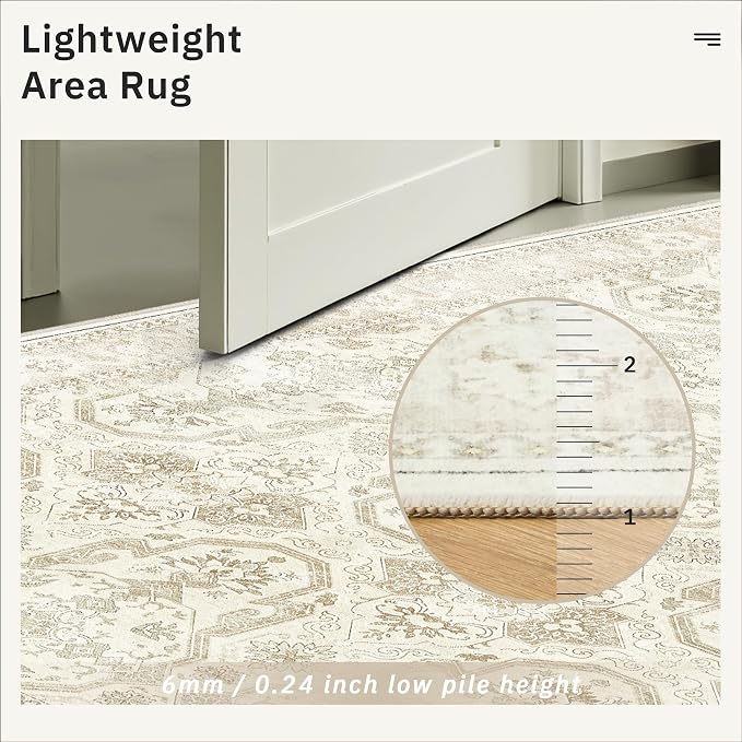 Soalmost 7x10 Area Rug for Living Room Washable Abstract Vintage Soft Thin