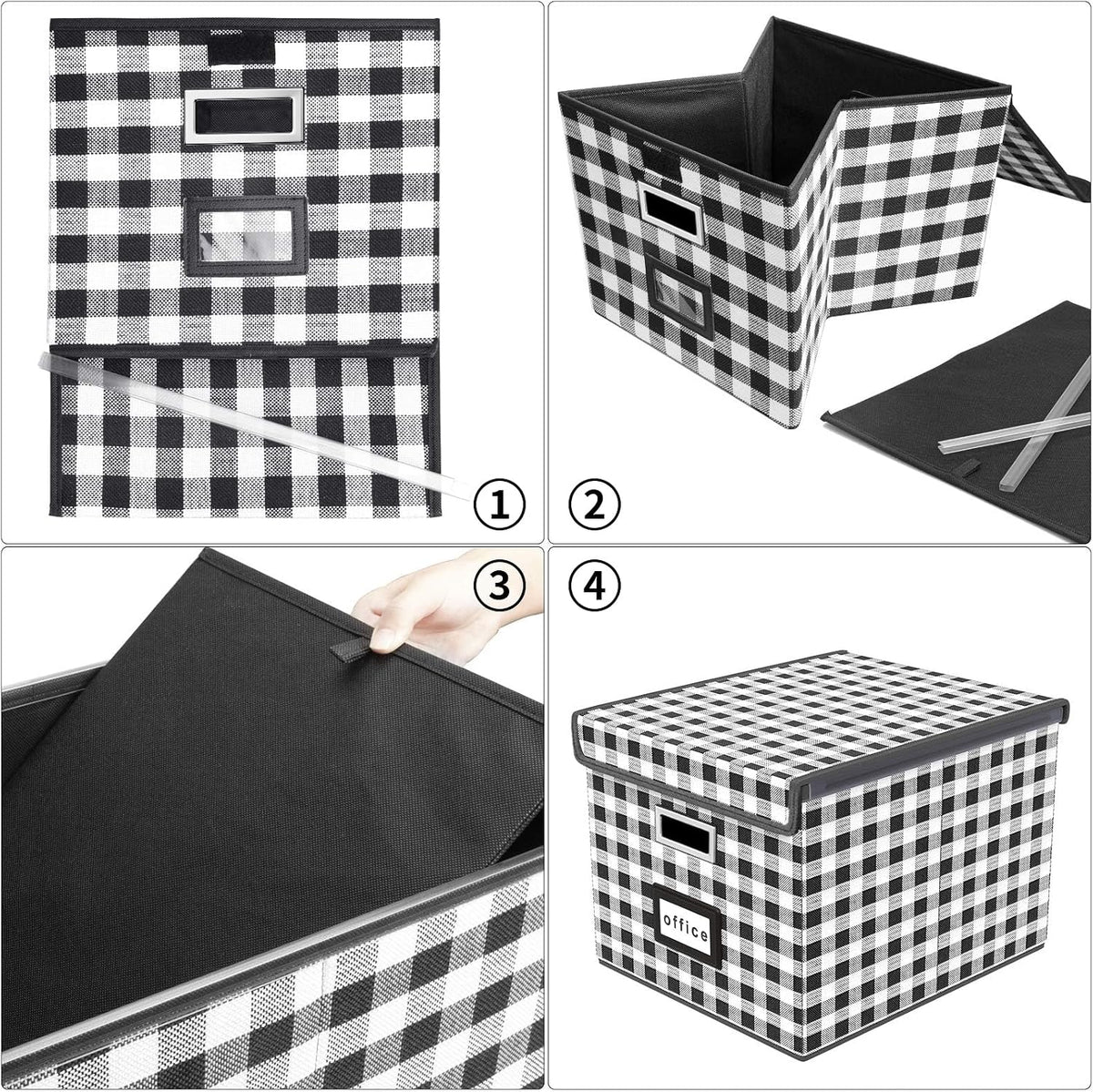 File Organizer Box with Lids, Collapsible File Folder Organizer