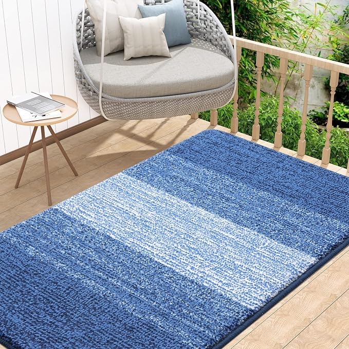 Kitinjoy Indoor Outdoor Door Mat, 48x32 Non-Slip Absorbent Dirt Trapper