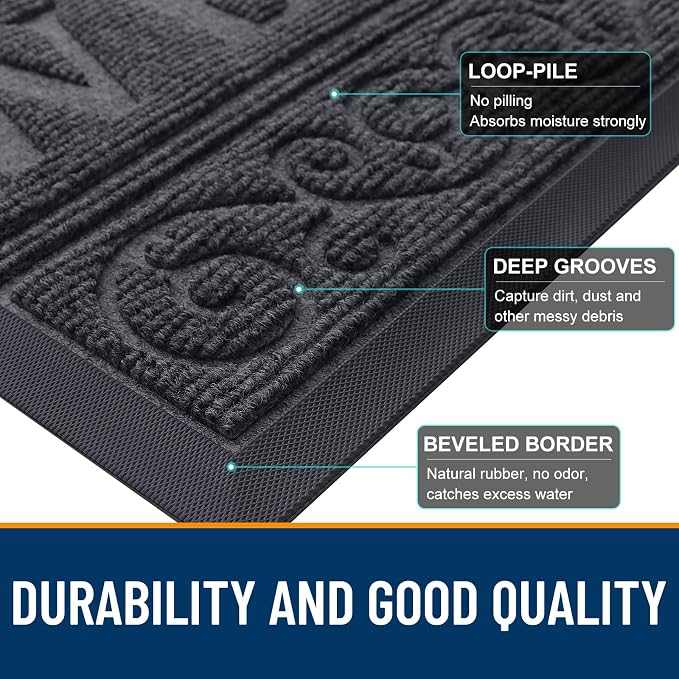 OLANLY Welcome Door Mat Indoor Outdoor Entrance, Heavy Duty Sturdy Front Door