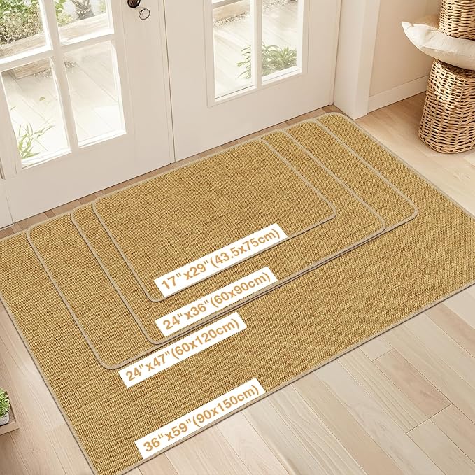 LEKEEPGO Ultra Thin Indoor Door Mat 24"x47", Low-Profile Door Mat Indoor