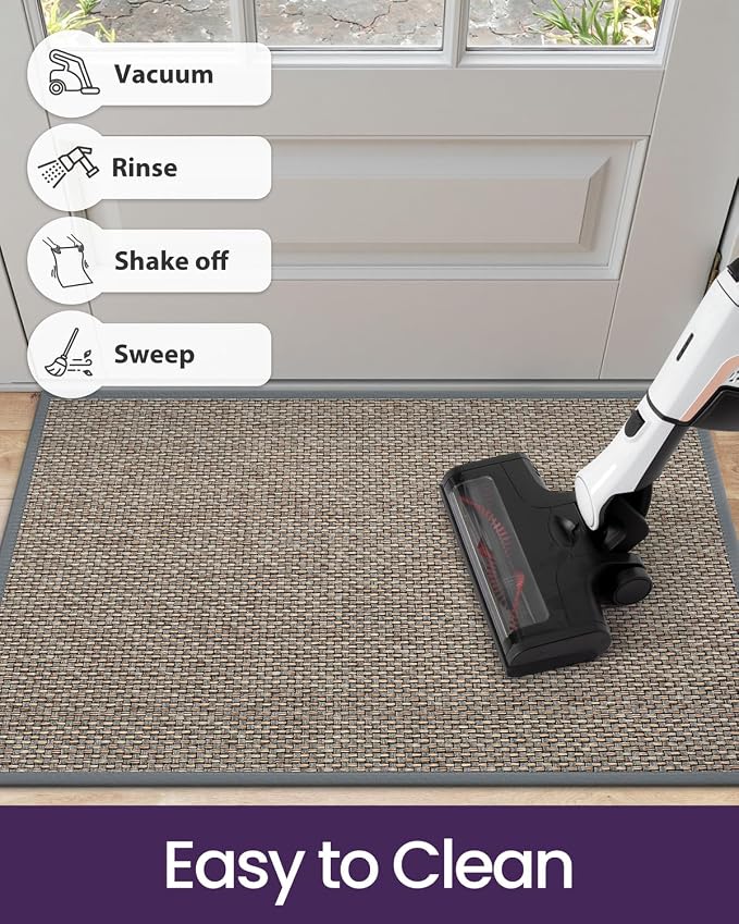 DEXI Ultra Thin Entryway Indoor Door Mat 24x36, Non Slip Rubber Backing Inside