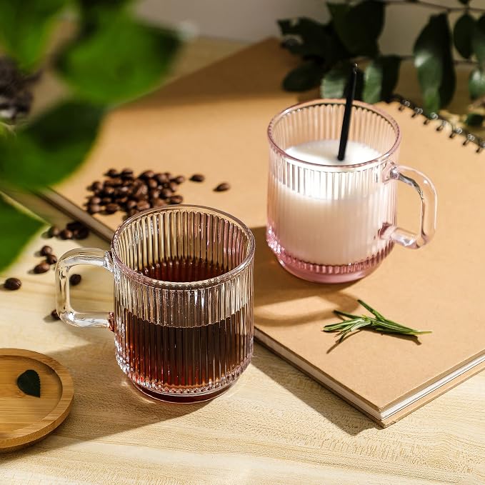 Lysenn Clear Glass Mug with Lid, Premium Glass Coffee Mug, 12 oz Tea Cup |