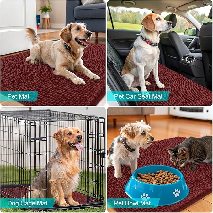 OLANLY Dog Door Mat for Muddy Paws 30x20, Absorbs Moisture and Dirt, Absorbent