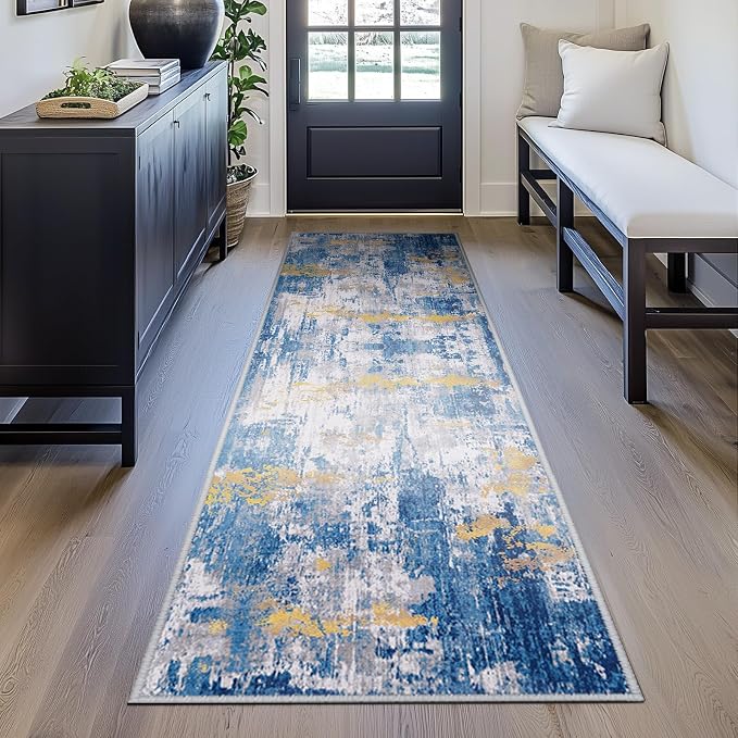RELEANY Washable Area Rugs 2'x8' Non-Slip Modern Abstract Soft