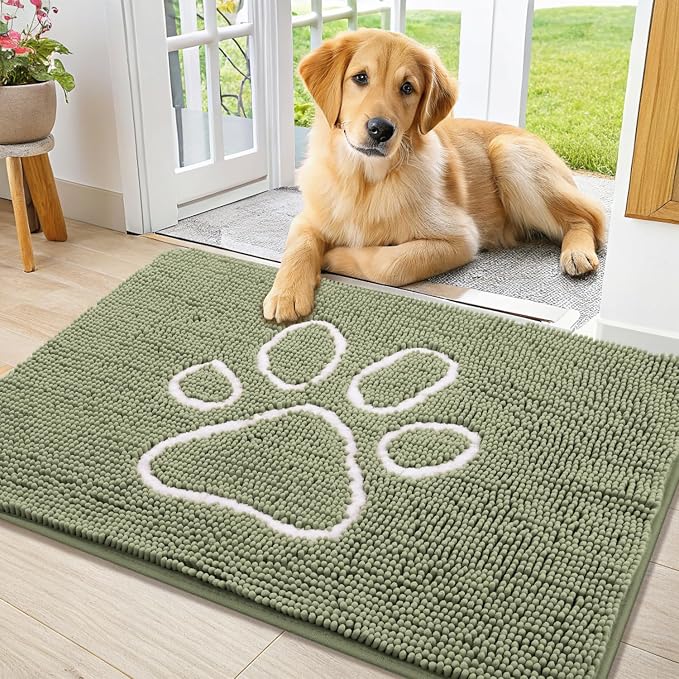 Smiry Dog Door Mat for Muddy Paws, Absorbent Dirt Trapper Non Slip Quick Dry