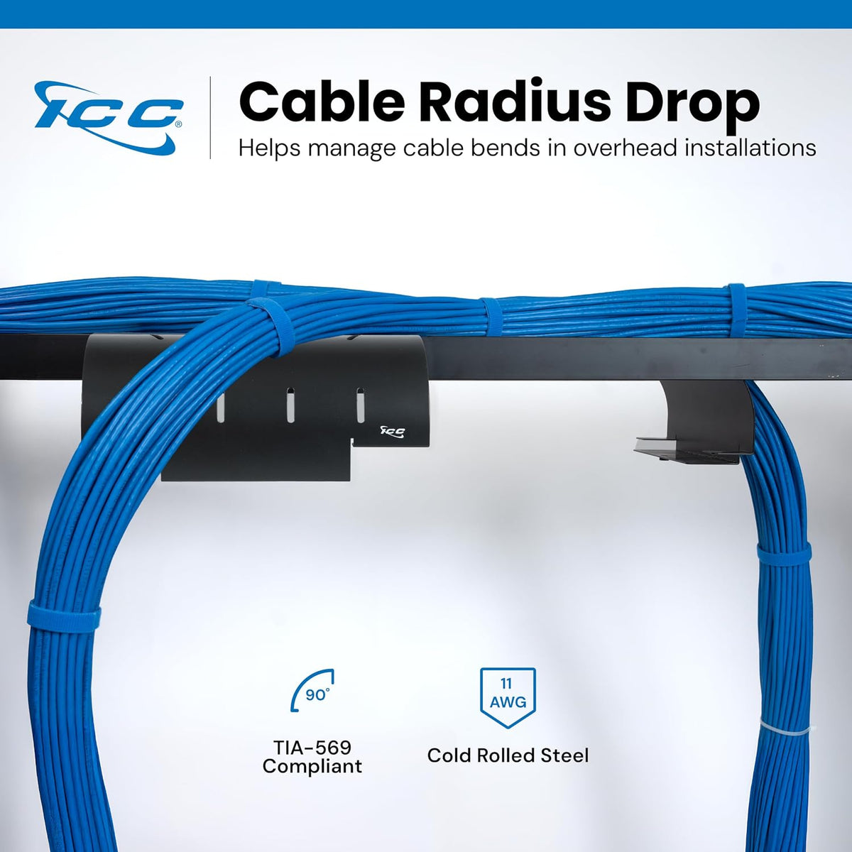 ICC Cable Runway Radius Drop Kit, Black, 2-Pack