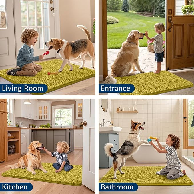 Smiry Dog Door Mat for Muddy Paws 36x24, Absorbent Dirt Trapper, Non-Slip