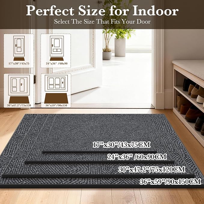 Indoor Door Mat 30"x47" Large, Low-Profile Welcome Front Door Mat Indoor