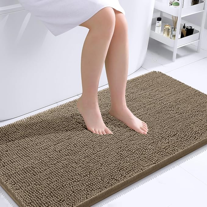 OLANLY Large Bathroom Rugs 40x24, Extra Soft Absorbent Chenille Bath Rugs