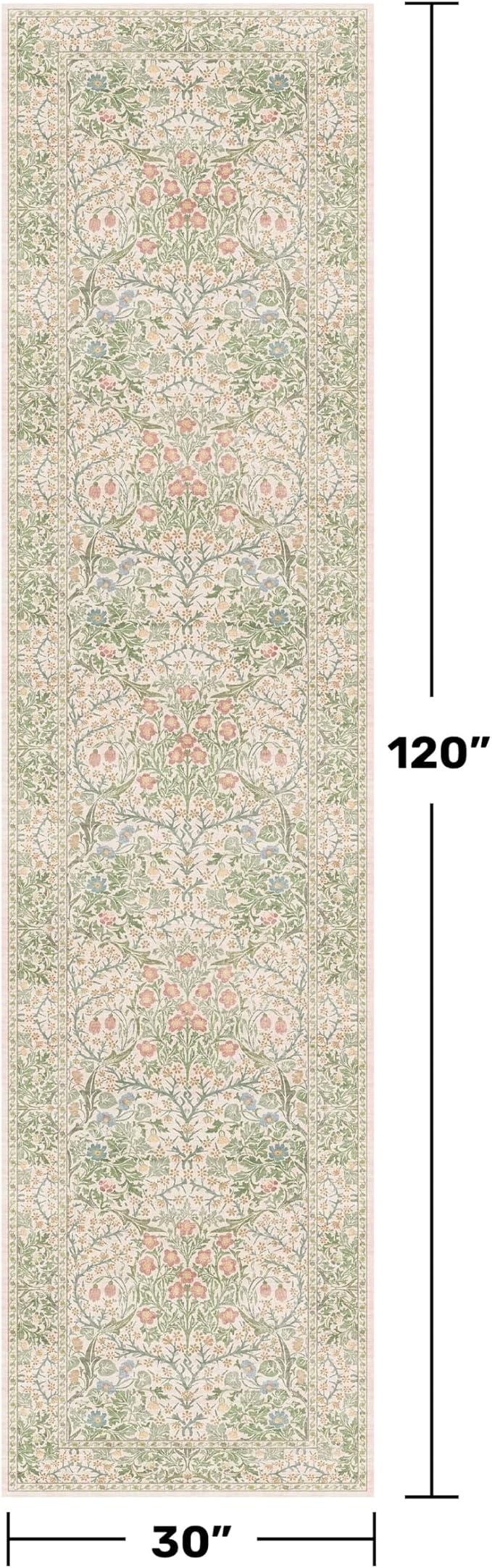 Beige Green 2'6" x 10' Runners for Wide Hallways Non Slip, Extra Long 10ft
