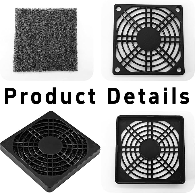 6Pcs 80mm Cooling Fan Filter, Plastic Dustproof Mesh Cover