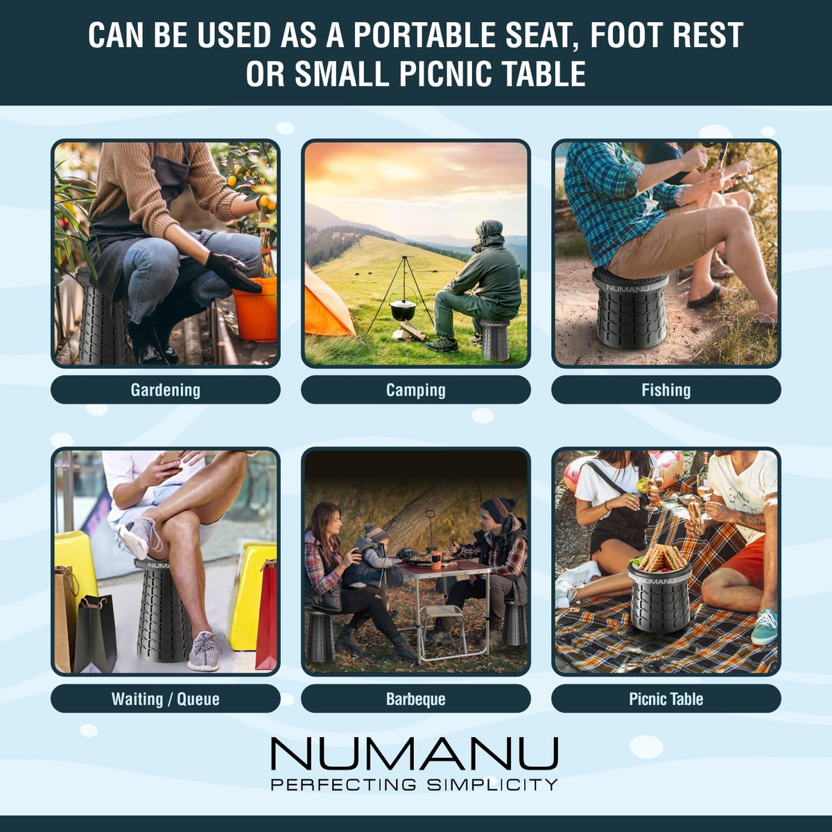 NUMANU XXL Cushioned Collapsible Stool for Adults, Folding Seat, 1000 lbs