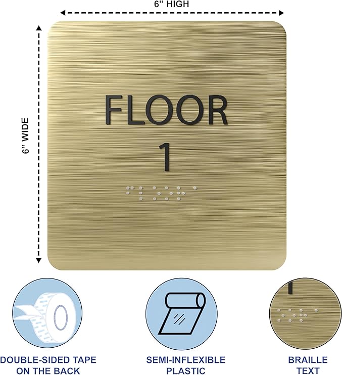 Red ADA Floor 1 Sign with Braille – Made from Durable Acrylic and Ready to Mount