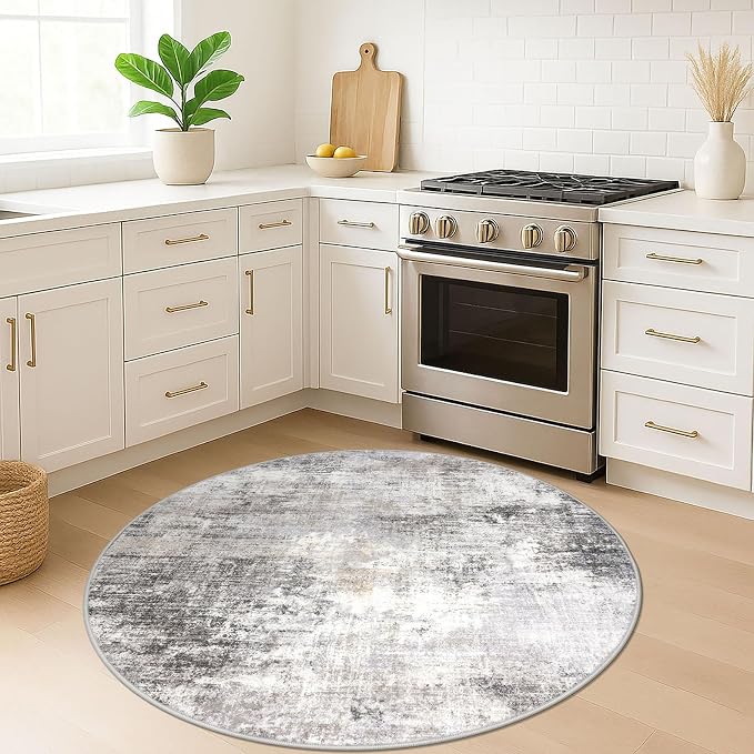 IOHOUZE Round Area Rug 5 Ft Circle Entryway Rugs Round Washable Door Mat Indoor