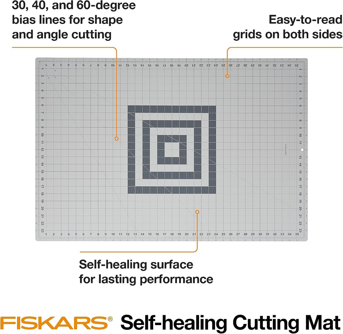 Fiskars 24" x 36" Self Healing Cutting Mat, Extra Large Double-Sided Grid