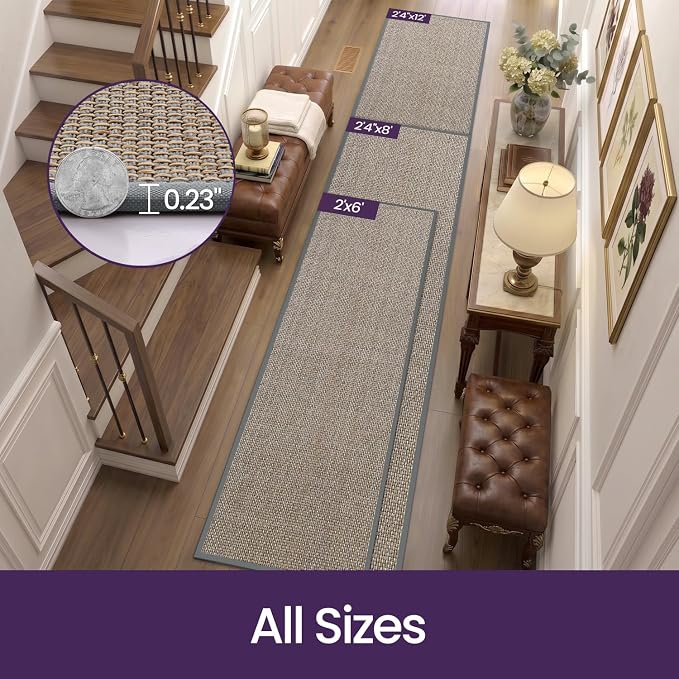 DEX Hallway Runner Rug 2'4''x8, Non Slip Rubber Backing Inside Entryway Carpet