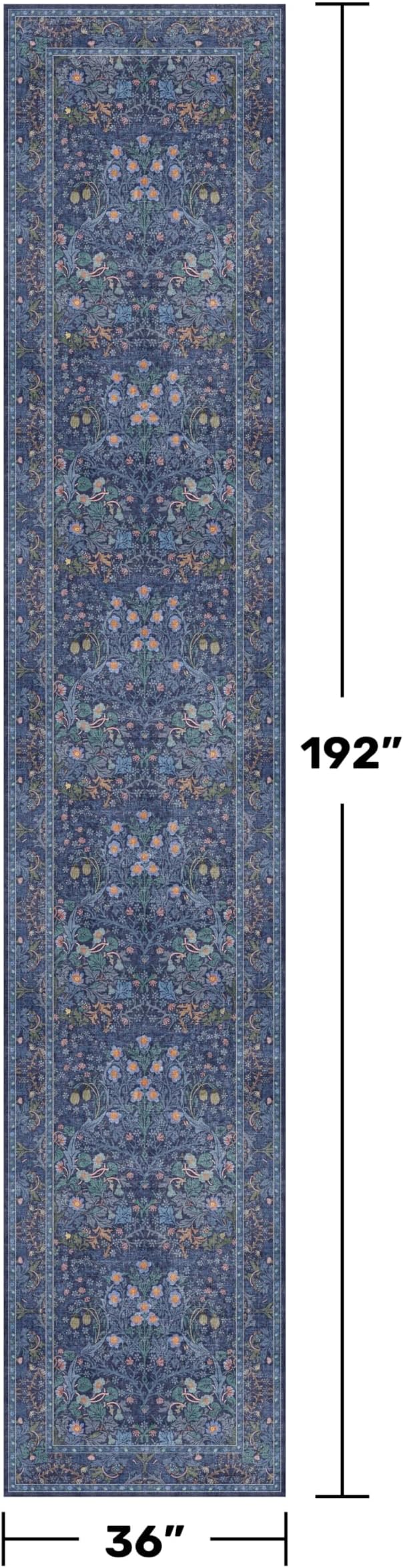 Vintage 3x16 Wide Hallway Runner Rug Non Slip, Ultra Thin Large Kitchen Indoor