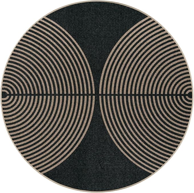 Lahome Enfys Modern Rainbow Round Washable Rug, 3ft Circular Indoor Outdoor