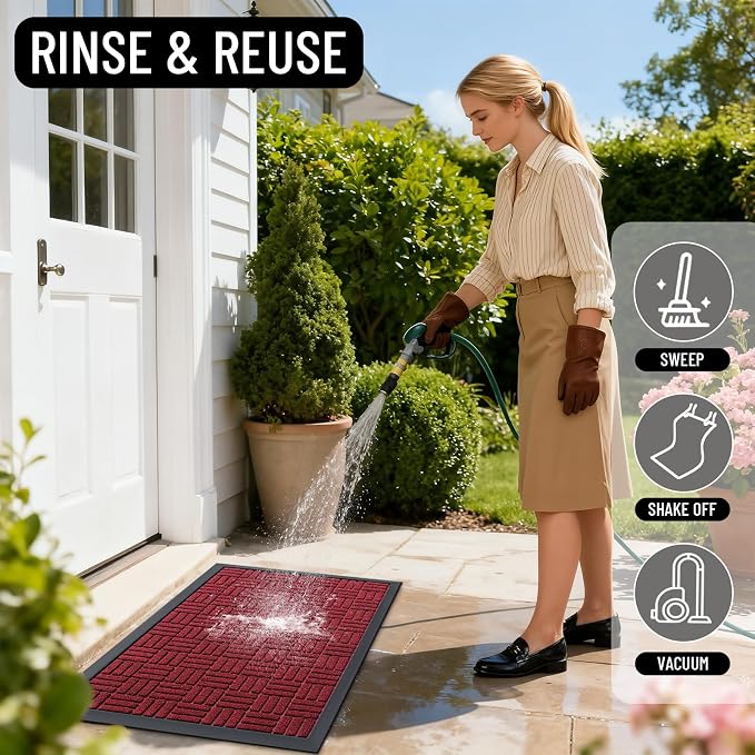 OLANLY Front Door Mat Outside Entrance 71x47, Heavy Duty Sturdy Natural Rubber