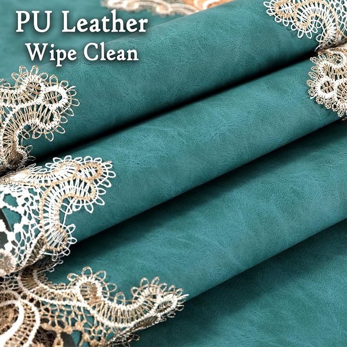 Lace Table Runner, Waterproof Oil-Proof PU Leather Table Runner